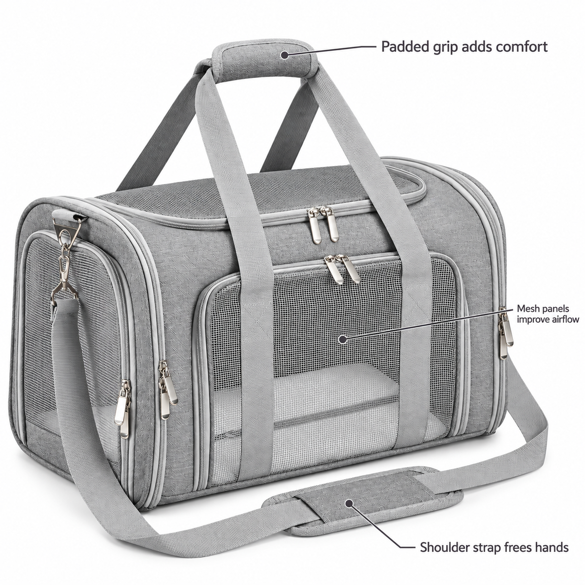 POUPIPETS Pet Carrier – Soft-Sided Collapsible Travel Bag for Cats & Small Dogs