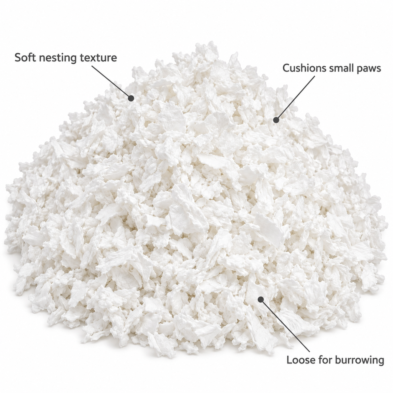POUPIPETS Small Animal Paper Bedding, 49.2L Odor Control Absorbent White Bedding