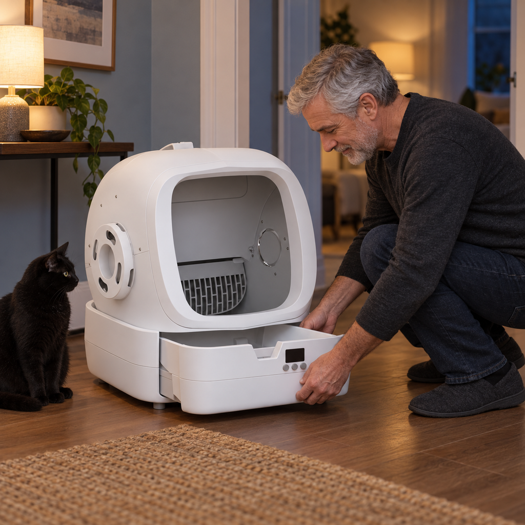 POUPIPETS Automatic Cat Litter Box – Self Cleaning, App Control, Weight Monitor, Quiet