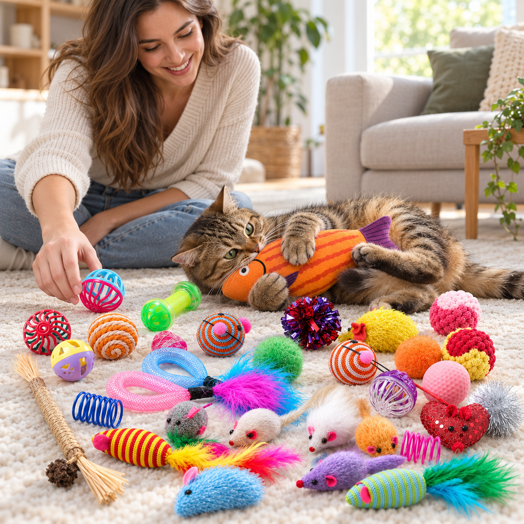 POUPIPETS Cat Toy Variety Pack – 20 Piece Interactive Kit with Catnip Mice & Balls