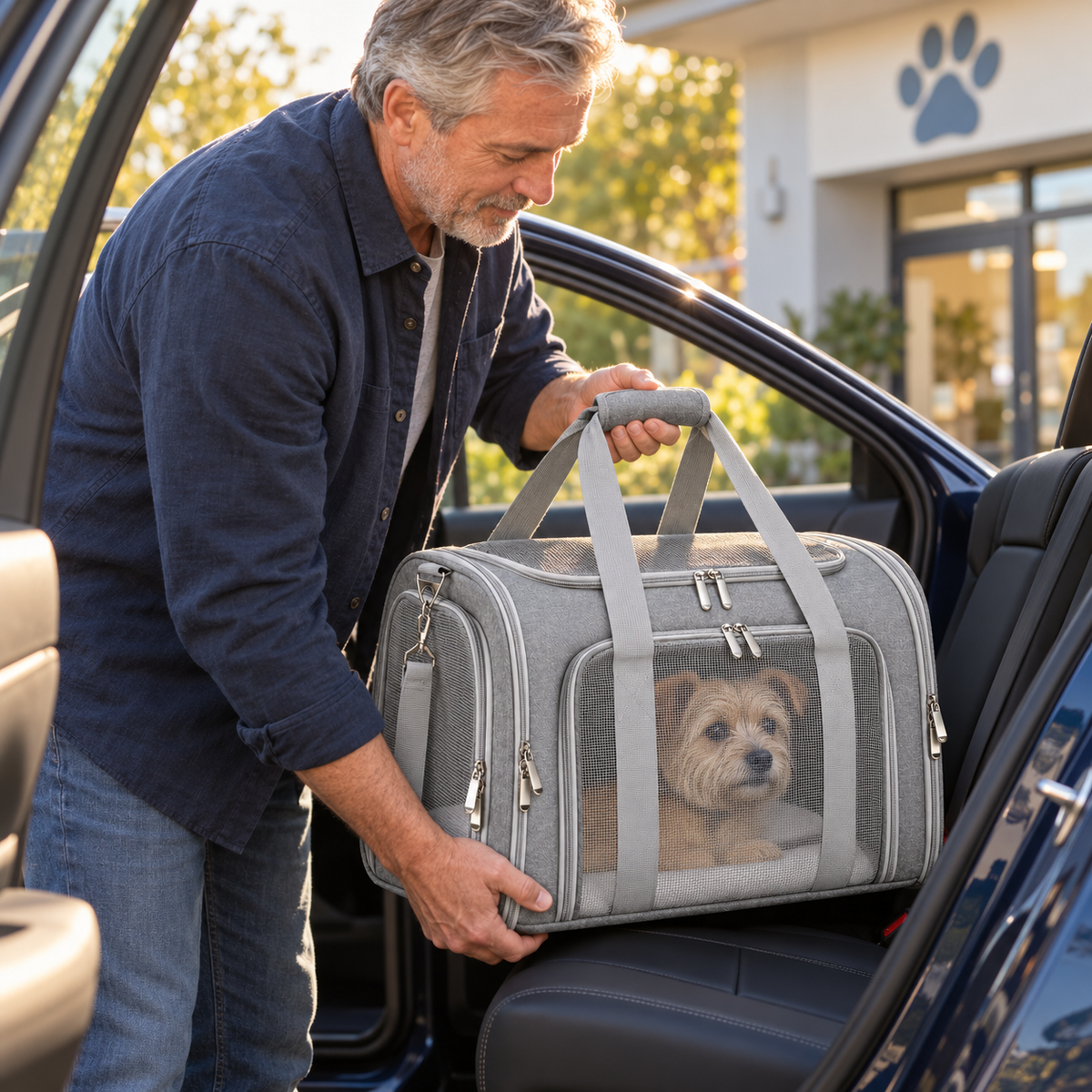 POUPIPETS Pet Carrier – Soft-Sided Collapsible Travel Bag for Cats & Small Dogs