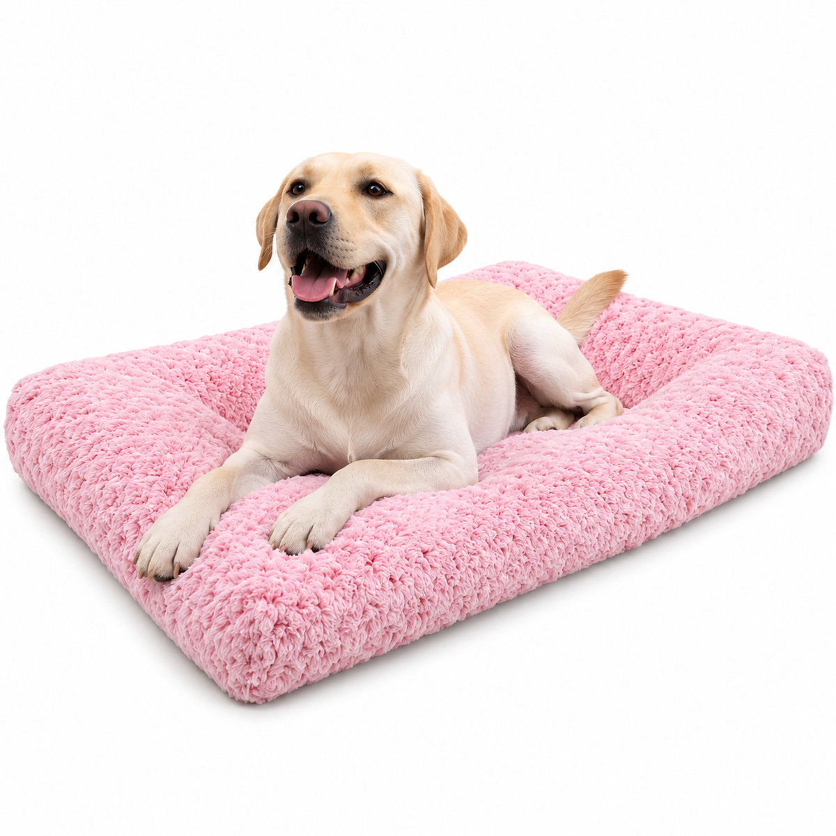 POUPIPETS Dog Bed – Washable Plush Crate Mat, Soft Cushioned 35 x 23 Inch Gray
