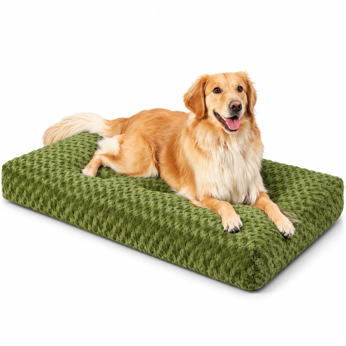 POUPIPETS Dog Bed – Washable Plush Crate Mat, Soft Cushioned 35 x 23 Inch Gray