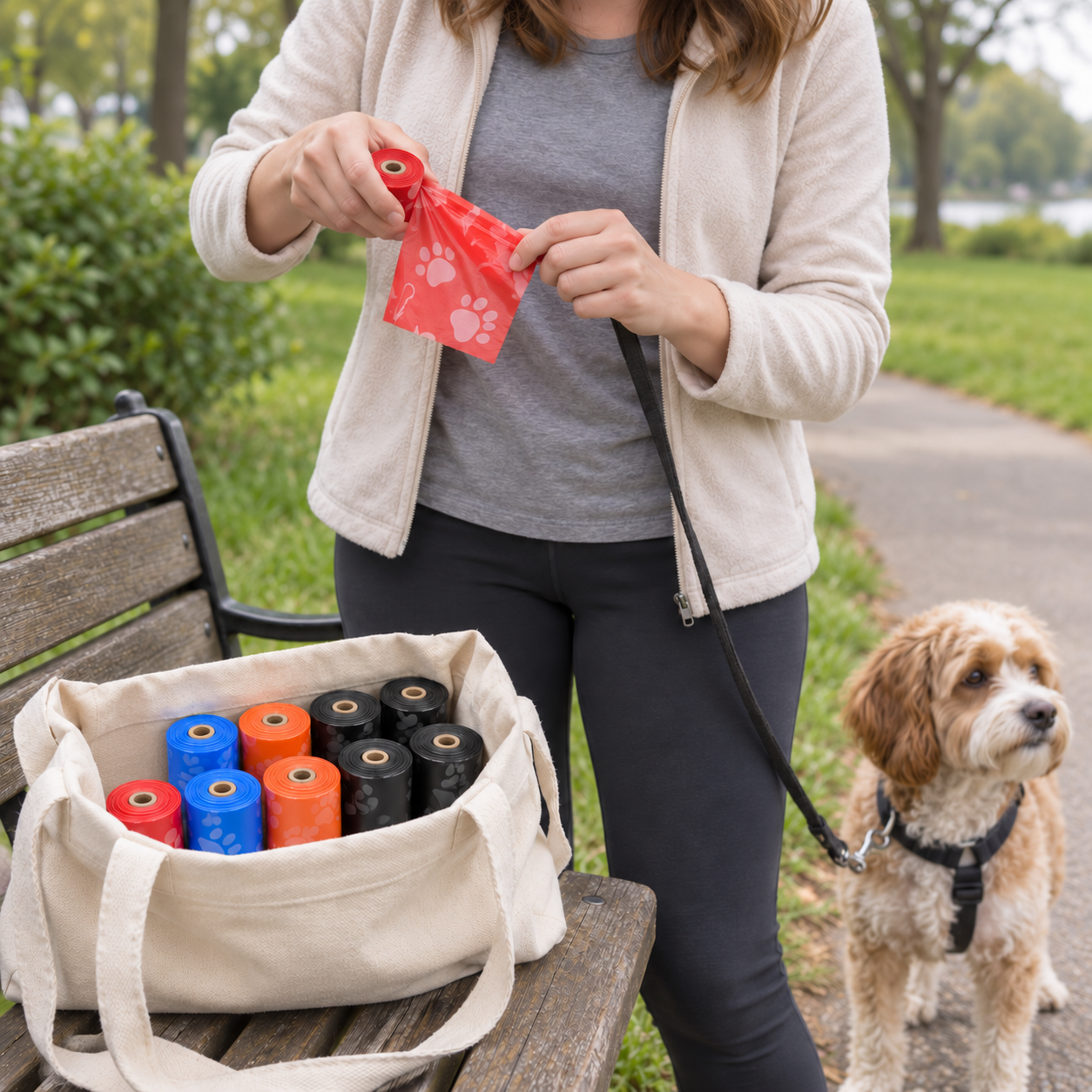 POUPIPETS Dog Poop Bags, 150 Count Leak-Proof Rip-Resistant Waste Bags, Assorted Colors
