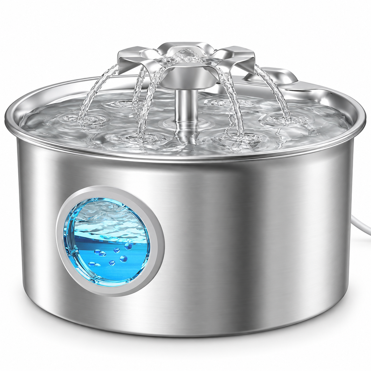 POUPIPETS Cat Water Fountain – 2.6L Stainless Steel Pet Fountain with Dual Flow Modes