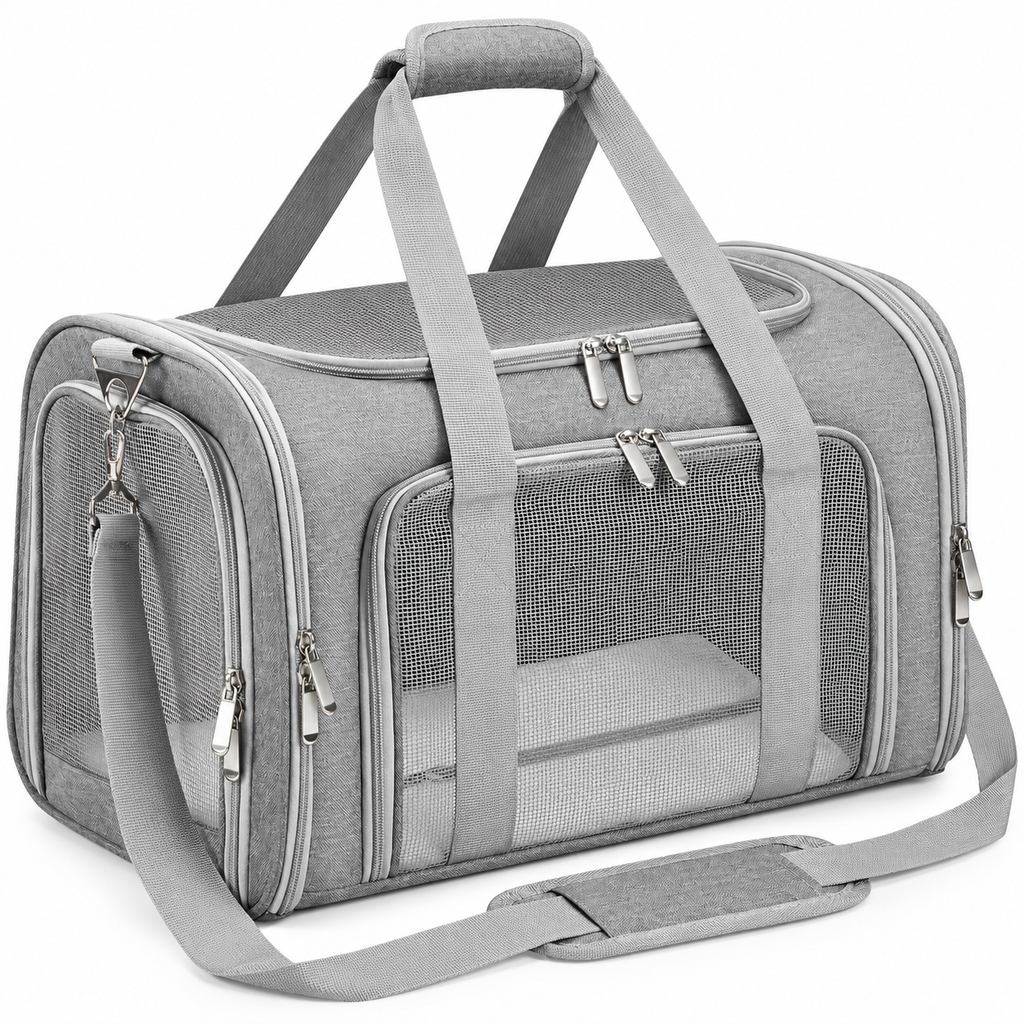 POUPIPETS Pet Carrier – Soft-Sided Collapsible Travel Bag for Cats & Small Dogs