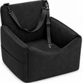 POUPIPETS Dog Car Seat – Booster Bed with Safety Belt, Washable Cover & Storage Pockets