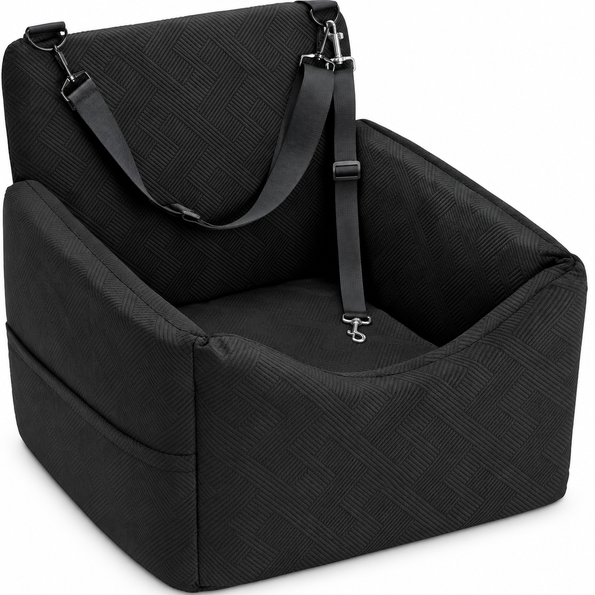 POUPIPETS Dog Car Seat – Booster Bed with Safety Belt, Washable Cover & Storage Pockets