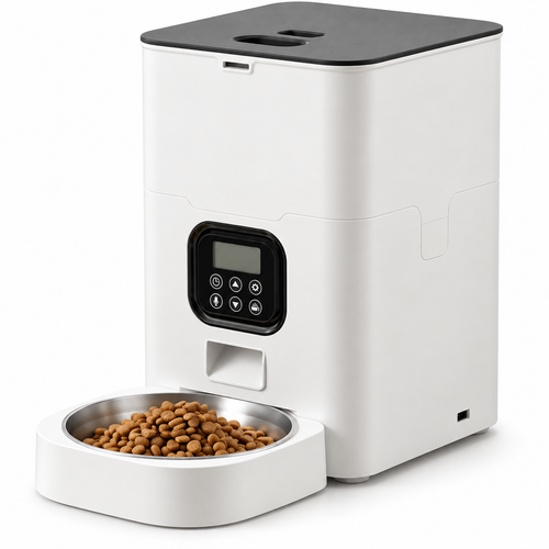 POUPIPETS Automatic Pet Feeder, 4L Timed Dry Food Dispenser, 4 Meals Daily