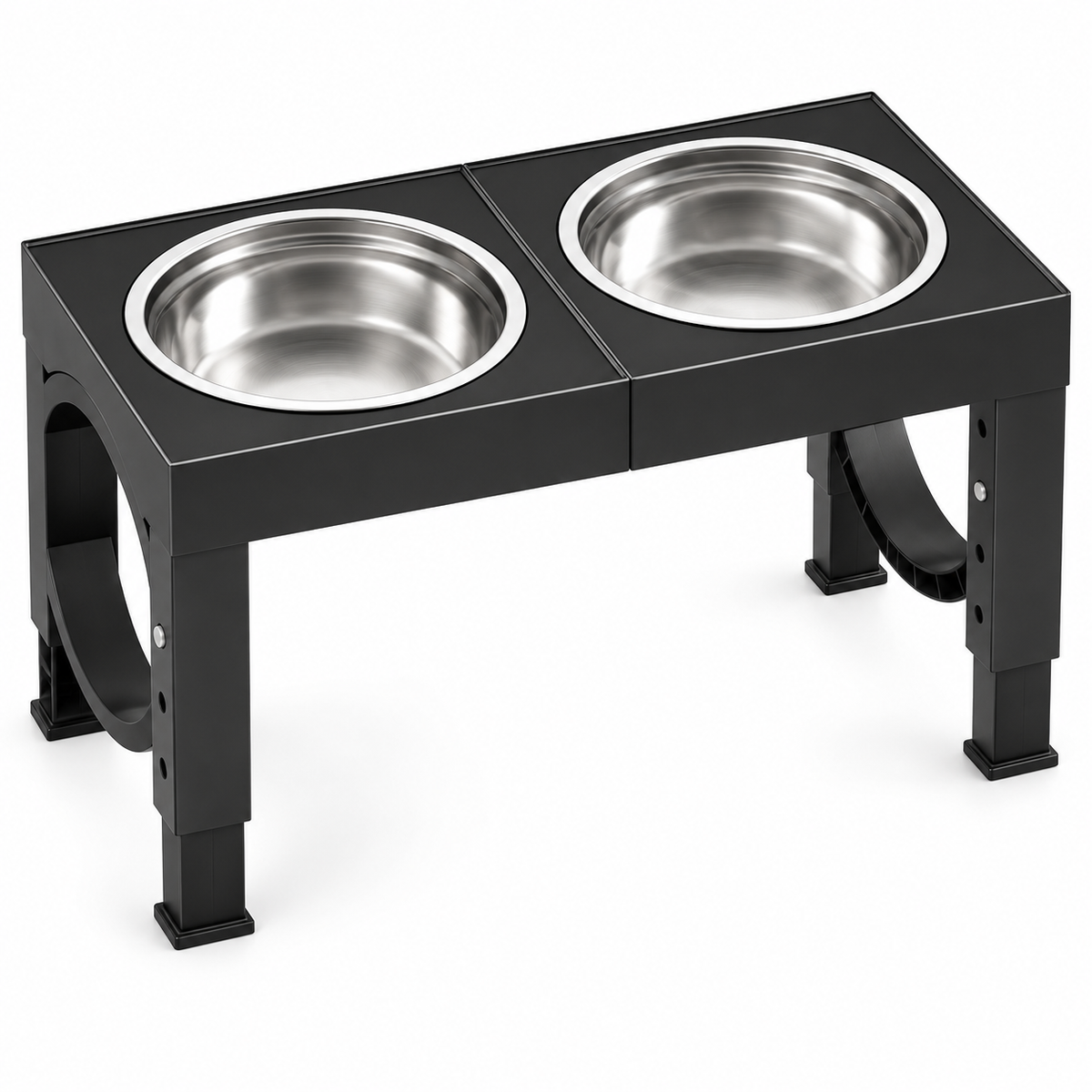 POUPIPETS Elevated Dog Bowls – Adjustable Raised Stand, 2 Stainless Steel Bowls, Large Dogs