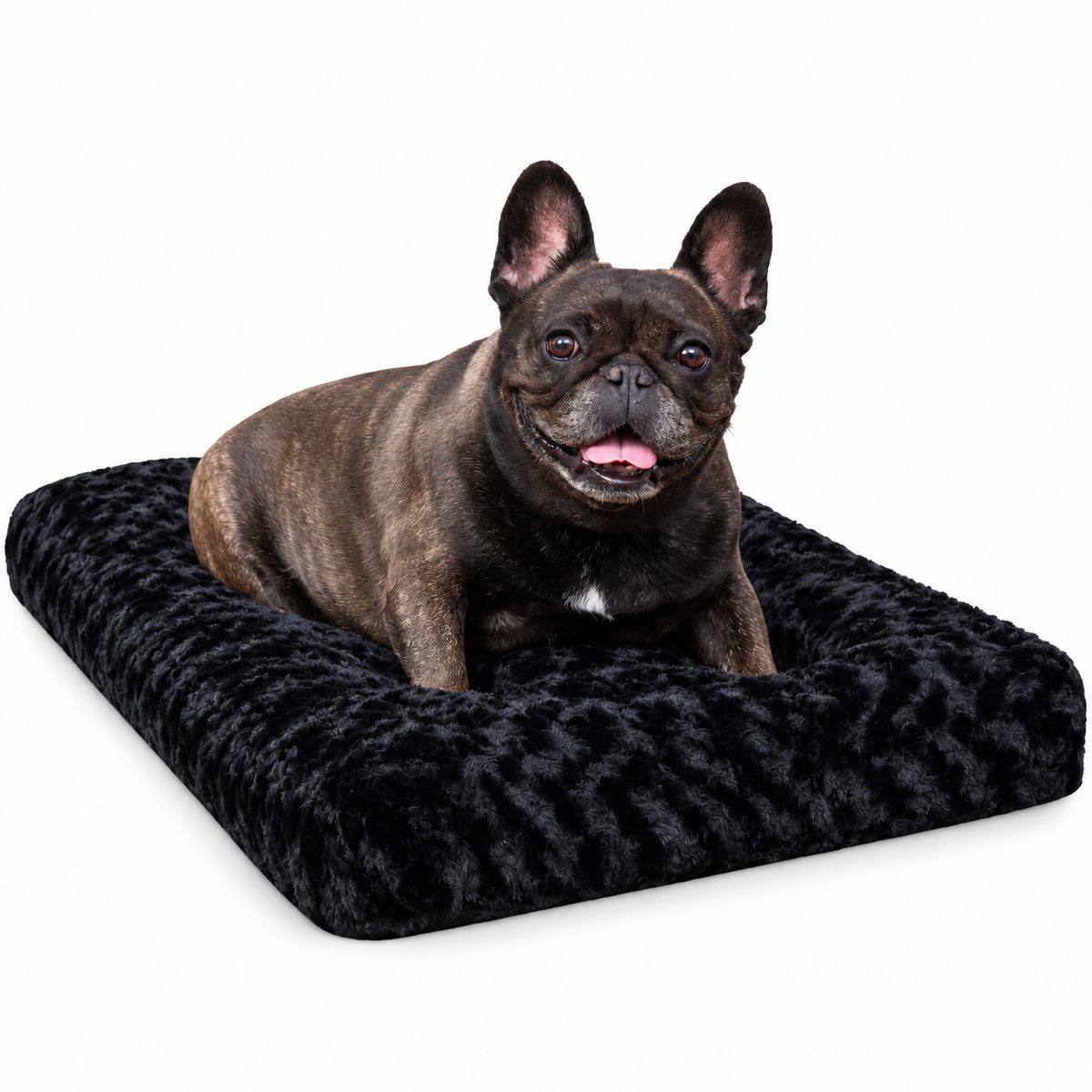 POUPIPETS Dog Bed – Washable Plush Crate Mat, Soft Cushioned 35 x 23 Inch Gray