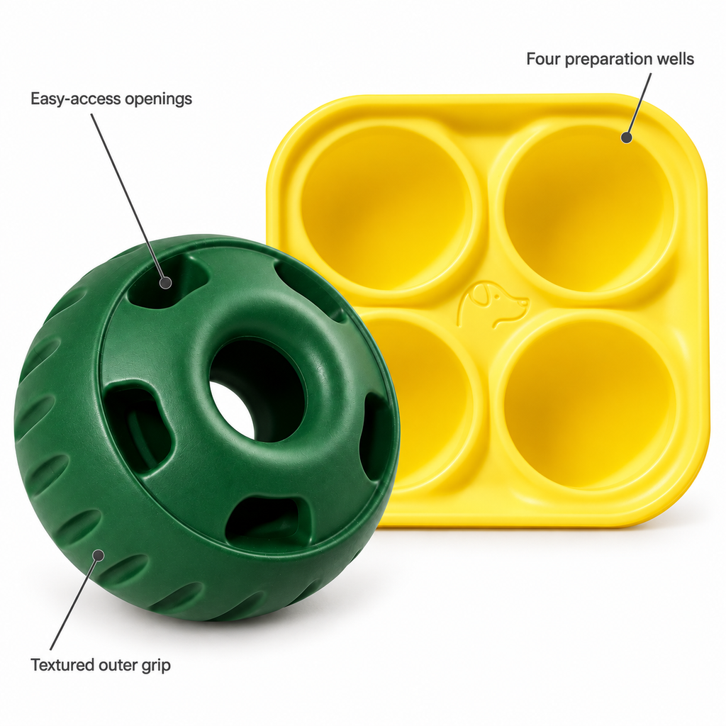 POUPIPETS Dog Treat Toy Starter Pack, Refillable Enrichment Toy for Large Dogs 25-75 lbs