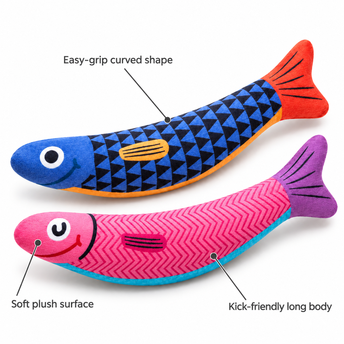 POUPIPETS Catnip Kicker Toys – Fish Cat Toys with 5000mg Catnip & Silvervine