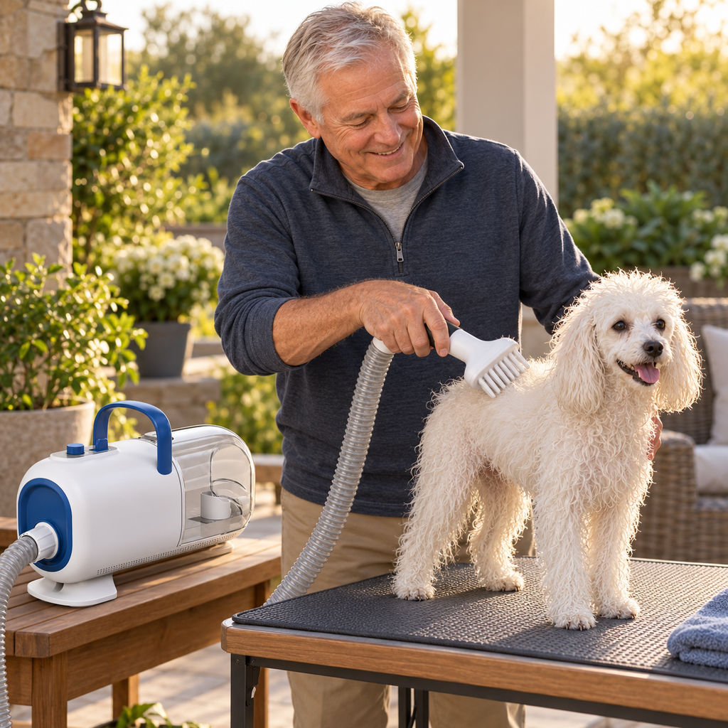 POUPIPETS 8-in-1 Dog Grooming Vacuum & Dryer – Shedding, Drying & Trimming Kit
