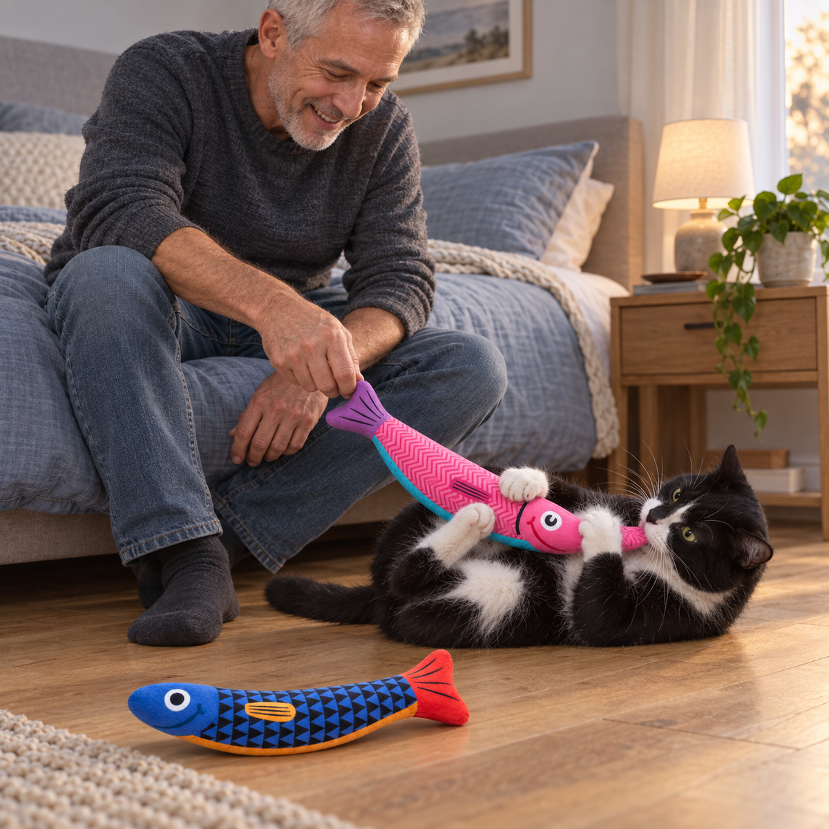 POUPIPETS Catnip Kicker Toys – Fish Cat Toys with 5000mg Catnip & Silvervine