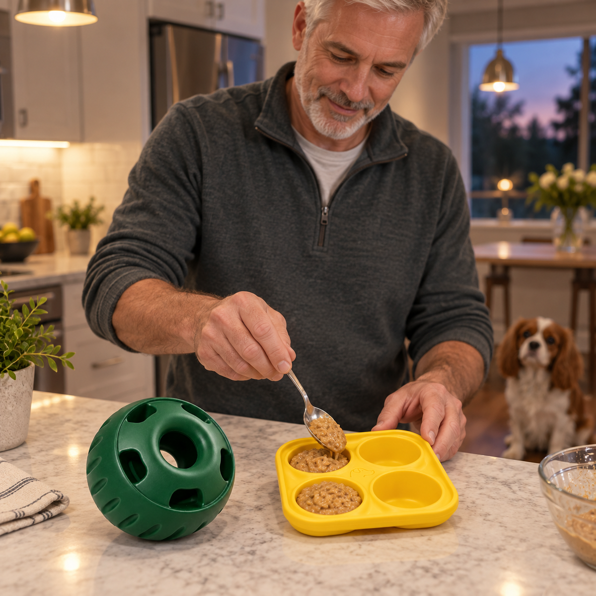 POUPIPETS Dog Treat Toy Starter Pack, Refillable Enrichment Toy for Large Dogs 25-75 lbs