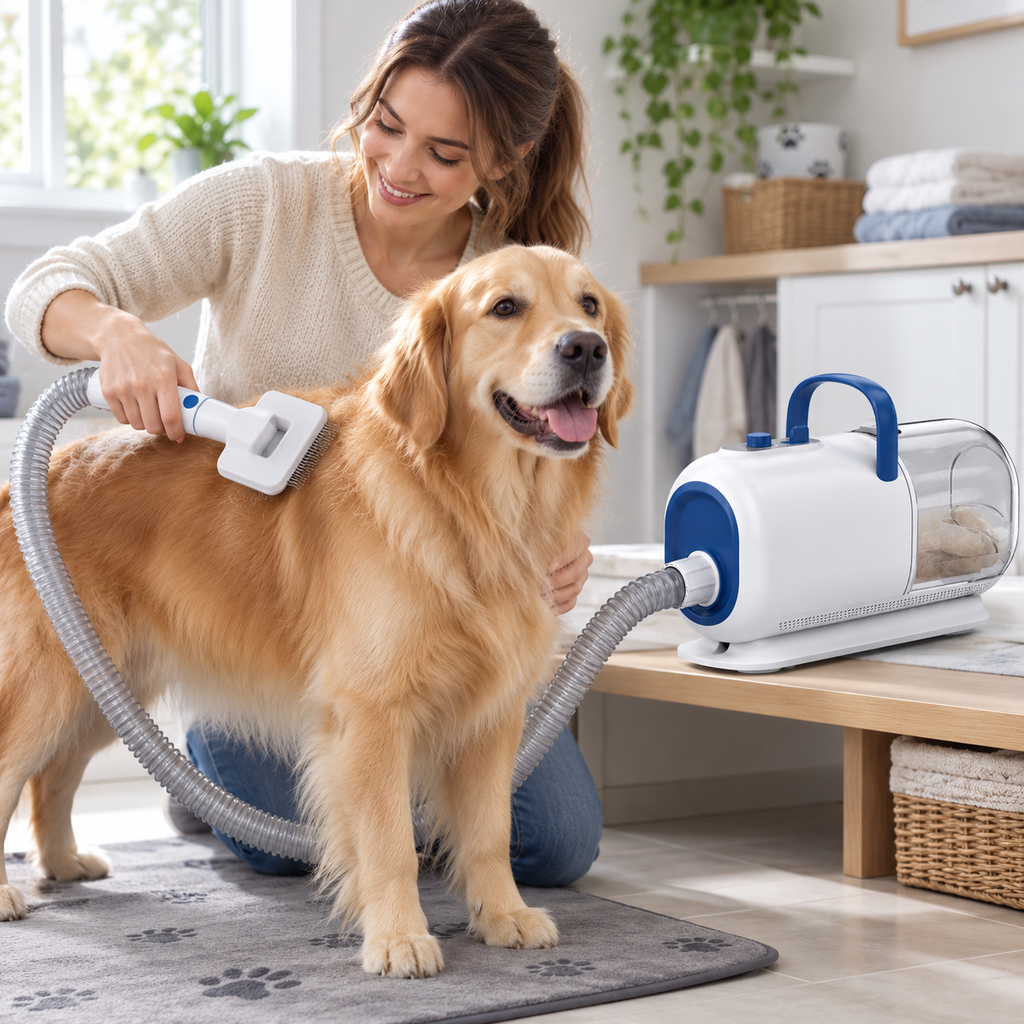 POUPIPETS 8-in-1 Dog Grooming Vacuum & Dryer – Shedding, Drying & Trimming Kit