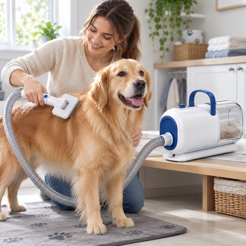 POUPIPETS 8-in-1 Dog Grooming Vacuum & Dryer – Shedding, Drying & Trimming Kit
