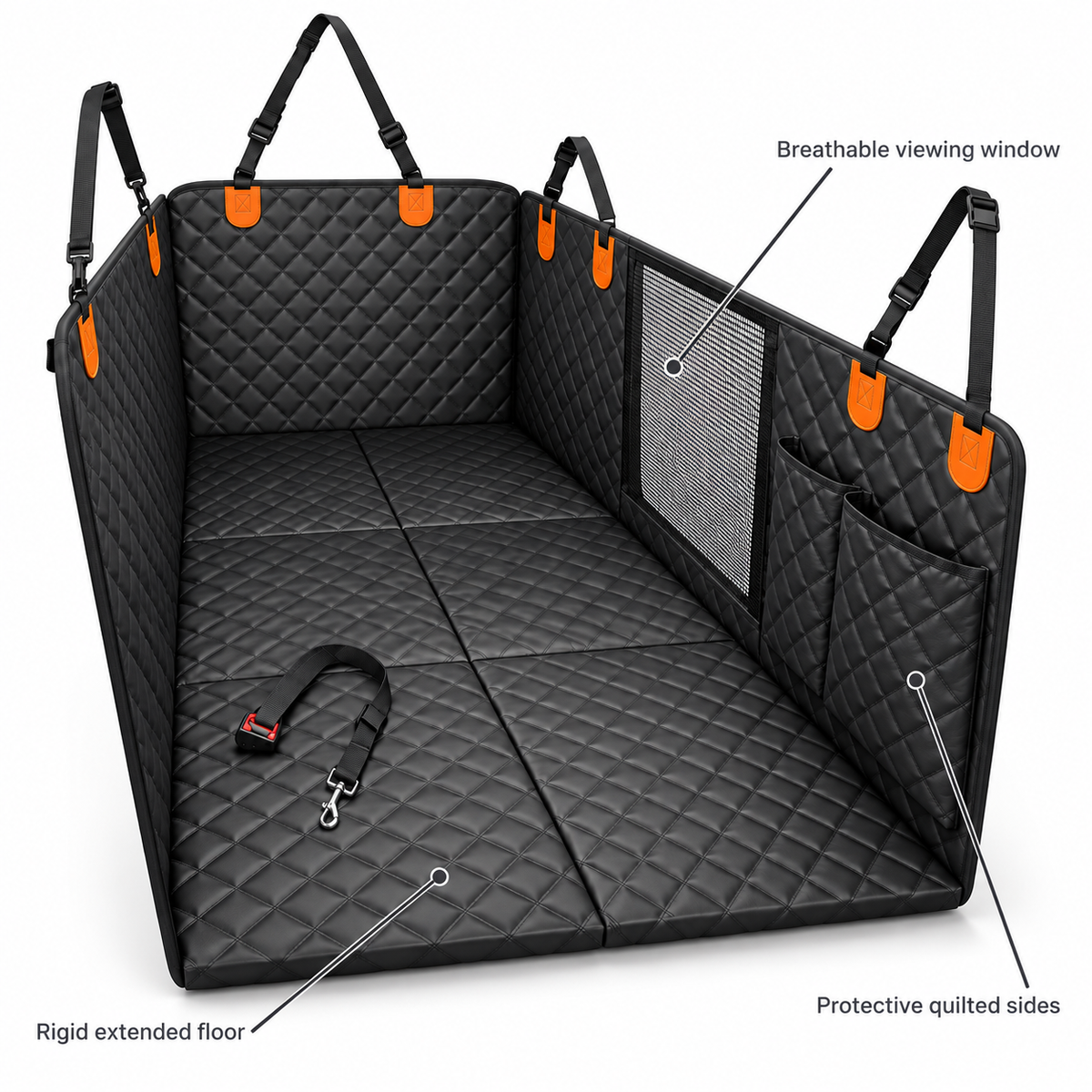 POUPIPETS Dog Car Seat Cover – Hard Bottom Back Seat Hammock, 400 lb Support