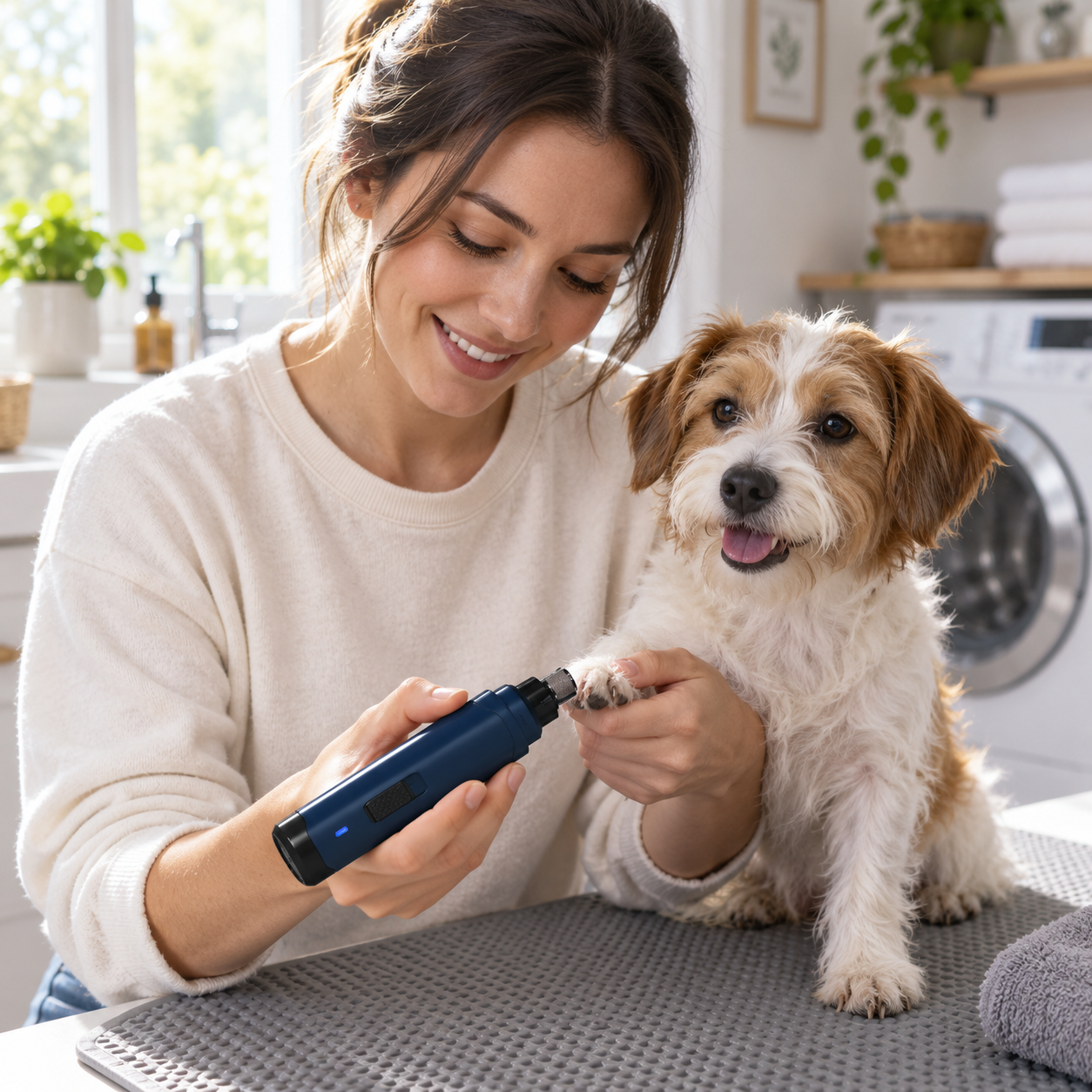 POUPIPETS Dog Nail Grinder – 2-Speed Rechargeable Low-Noise Pet Nail Trimmer for Dogs & Cats