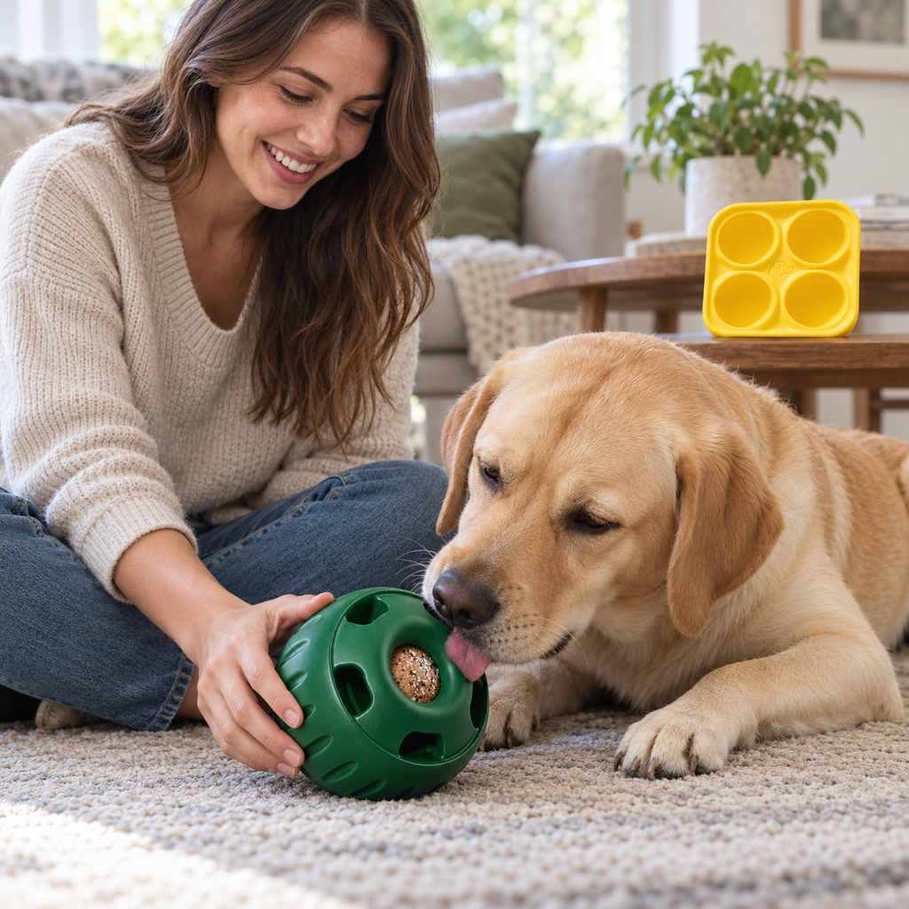 POUPIPETS Dog Treat Toy Starter Pack, Refillable Enrichment Toy for Large Dogs 25-75 lbs