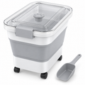 POUPIPETS Dog Food Storage Container – Collapsible 23 lb Airtight Rolling Bin