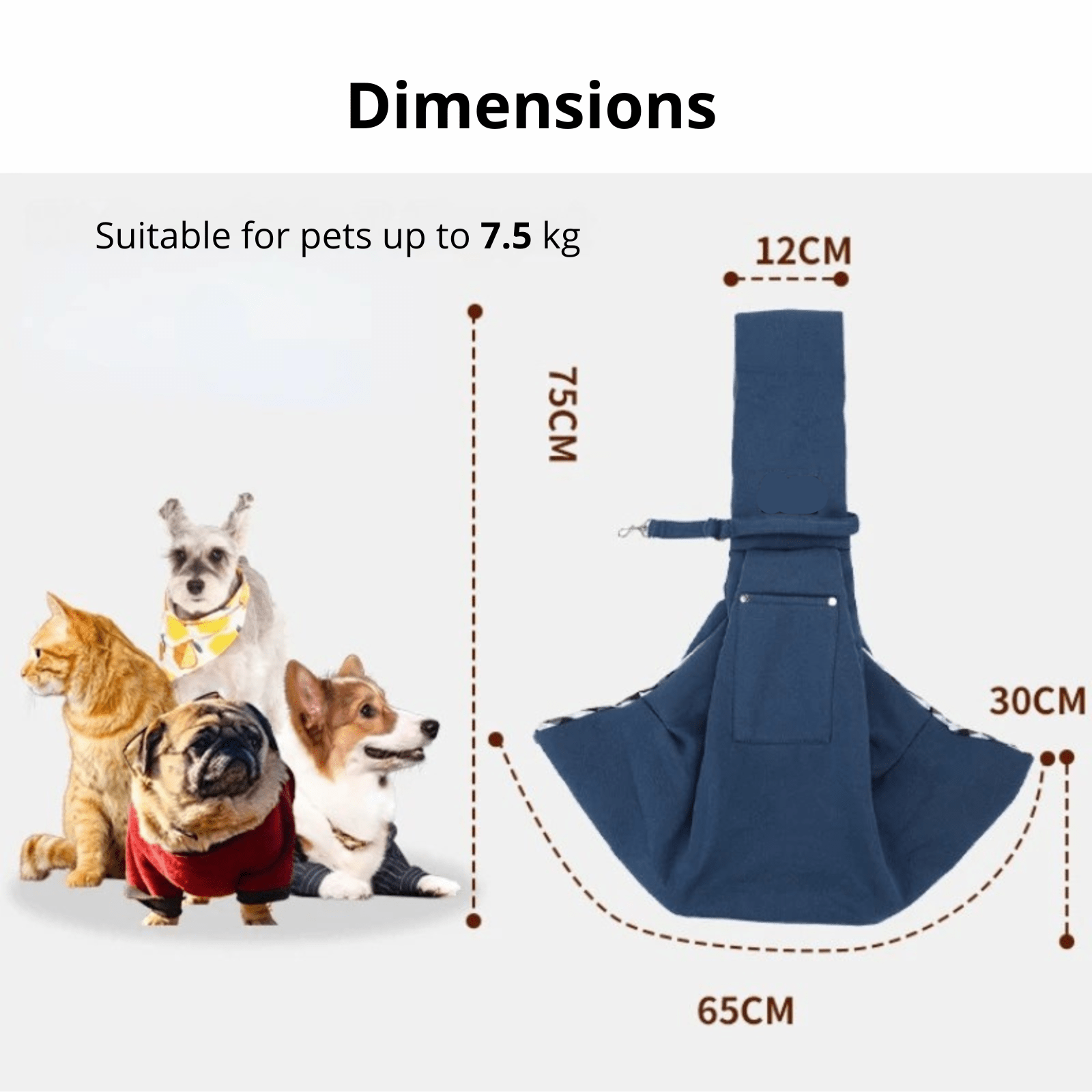 Dailypets Breathable Pet Sling Carrier with Storage Pocket for Small Pets on the Go
