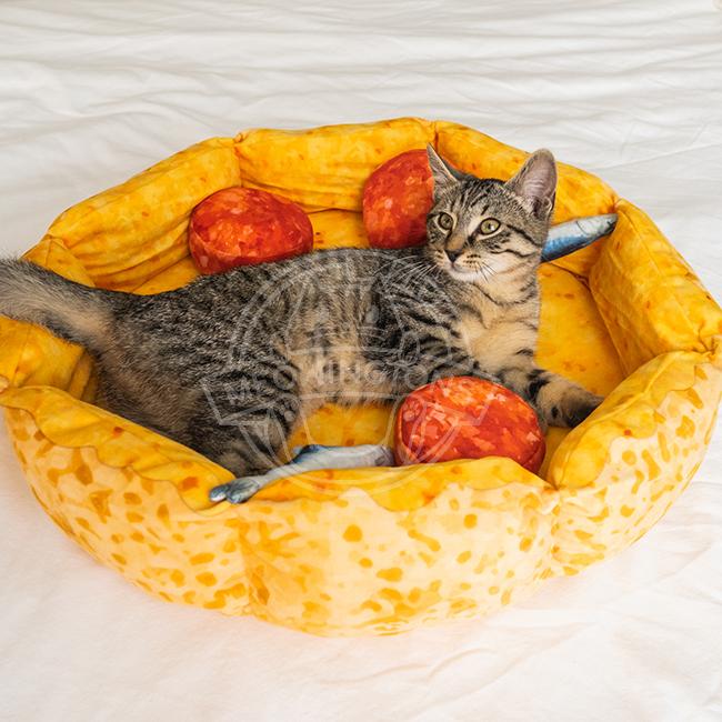 Dailypets Pizza Cat Bed Cozy Deep Dish Style Pet Nest