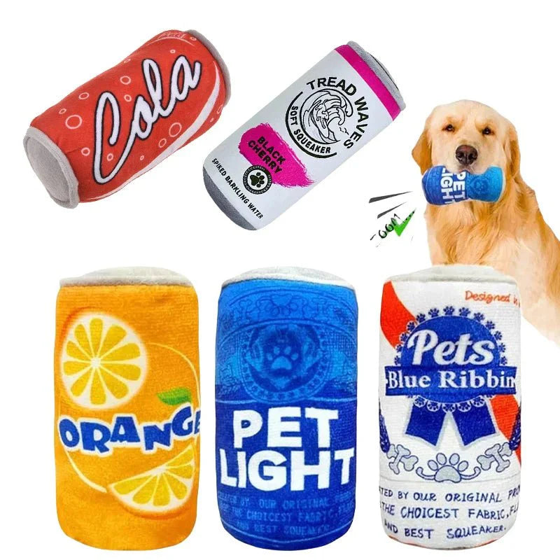 Dailypets Plush Beverage Can Dog Toy with Squeaker for Interactive Play