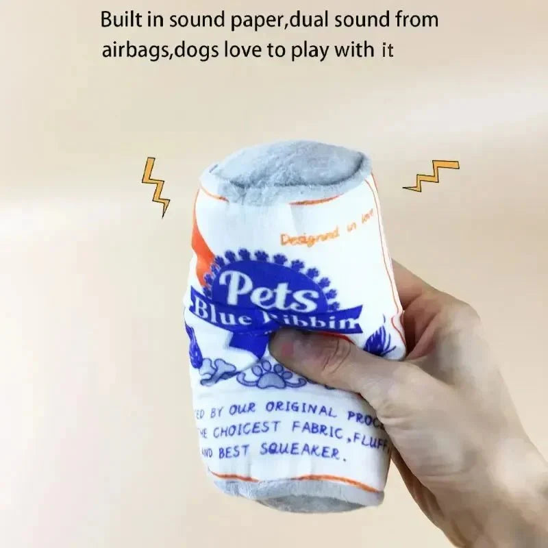Dailypets Plush Beverage Can Dog Toy with Squeaker for Interactive Play