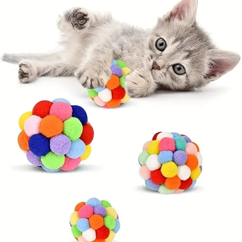 Dailypets Plush Cat Ball Set with Bell Toys for Interactive Indoor Play & Daily Fun