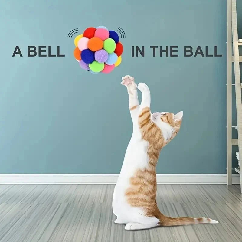 Dailypets Plush Cat Ball Set with Bell Toys for Interactive Indoor Play & Daily Fun