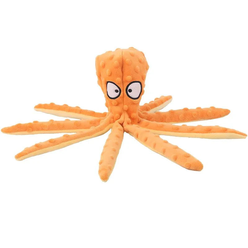 Dailypets Stuffless Plush Octopus Dog Toy with Squeaker & Crinkle Paper