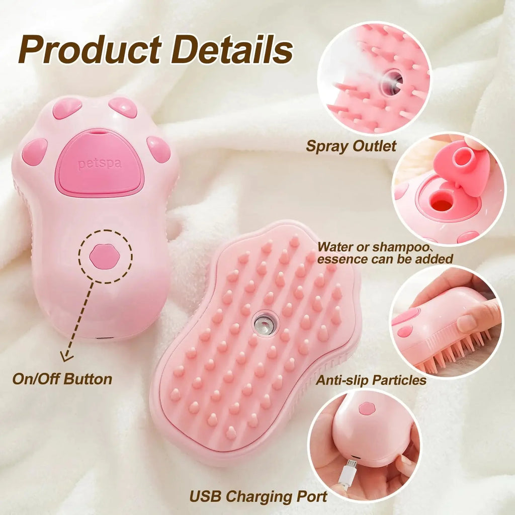 Dailypets Rechargeable 3-in-1 Pet Grooming Brush for Dogs and Cats with Steam Care