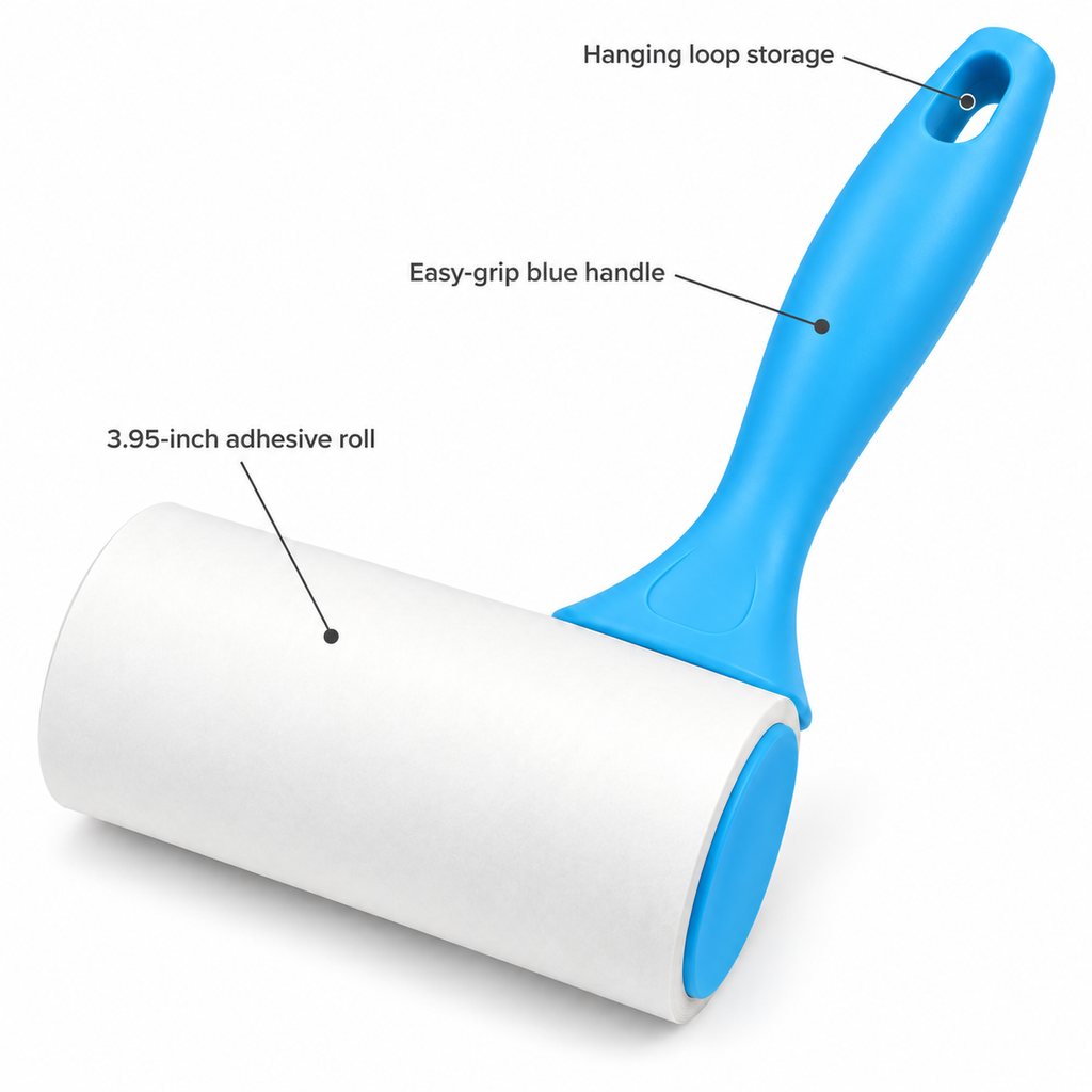 POUPIPETS Lint Roller for Pet Hair – Extra Sticky 600 Sheets, 6 Refills & 2 Handles