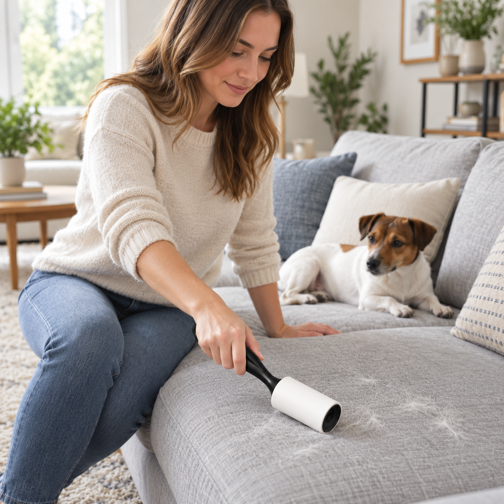 POUPIPETS Pet Hair Lint Roller – 450 Extra Sticky Sheets for Clothes Furniture & Couch