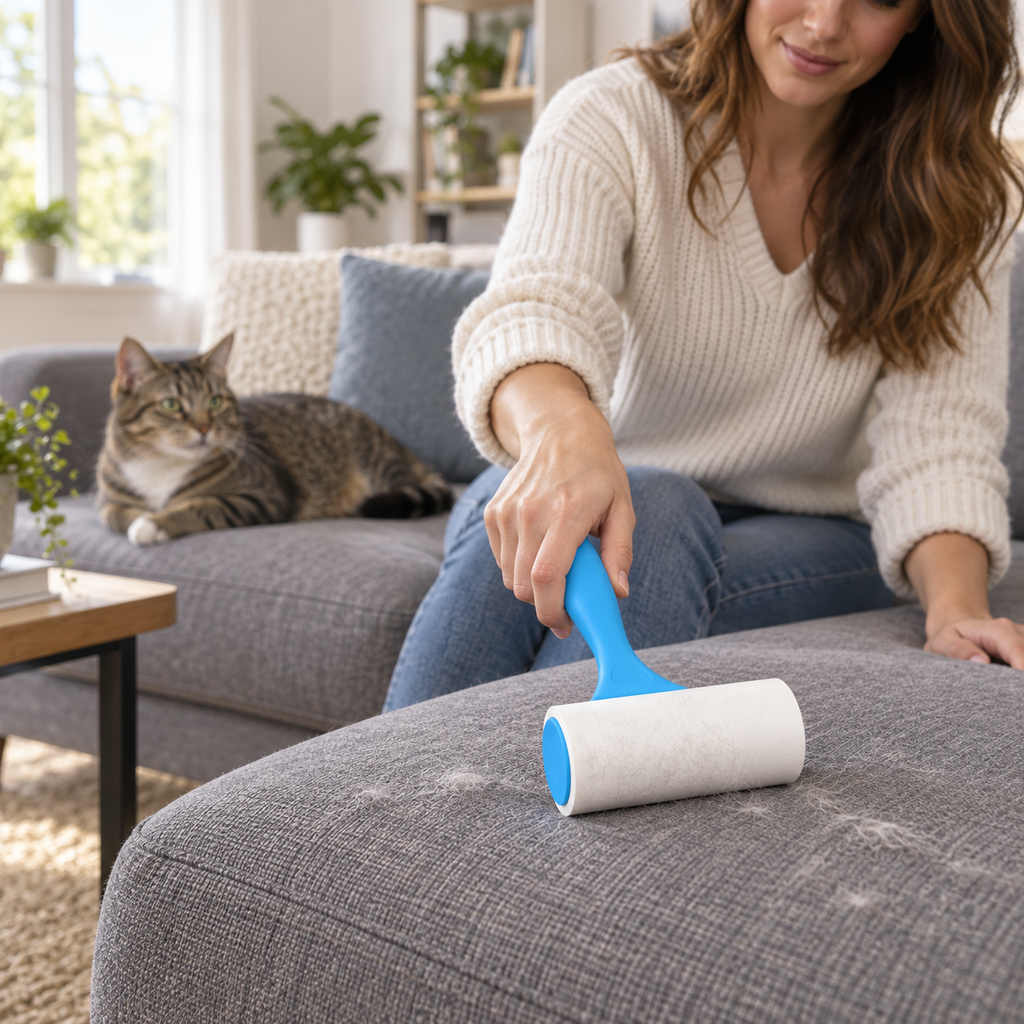 POUPIPETS Lint Roller for Pet Hair – Extra Sticky 600 Sheets, 6 Refills & 2 Handles