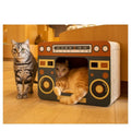 Dailypets Retro Cardboard Cat House – Interactive Cat Bed with Built-In Scratching Board