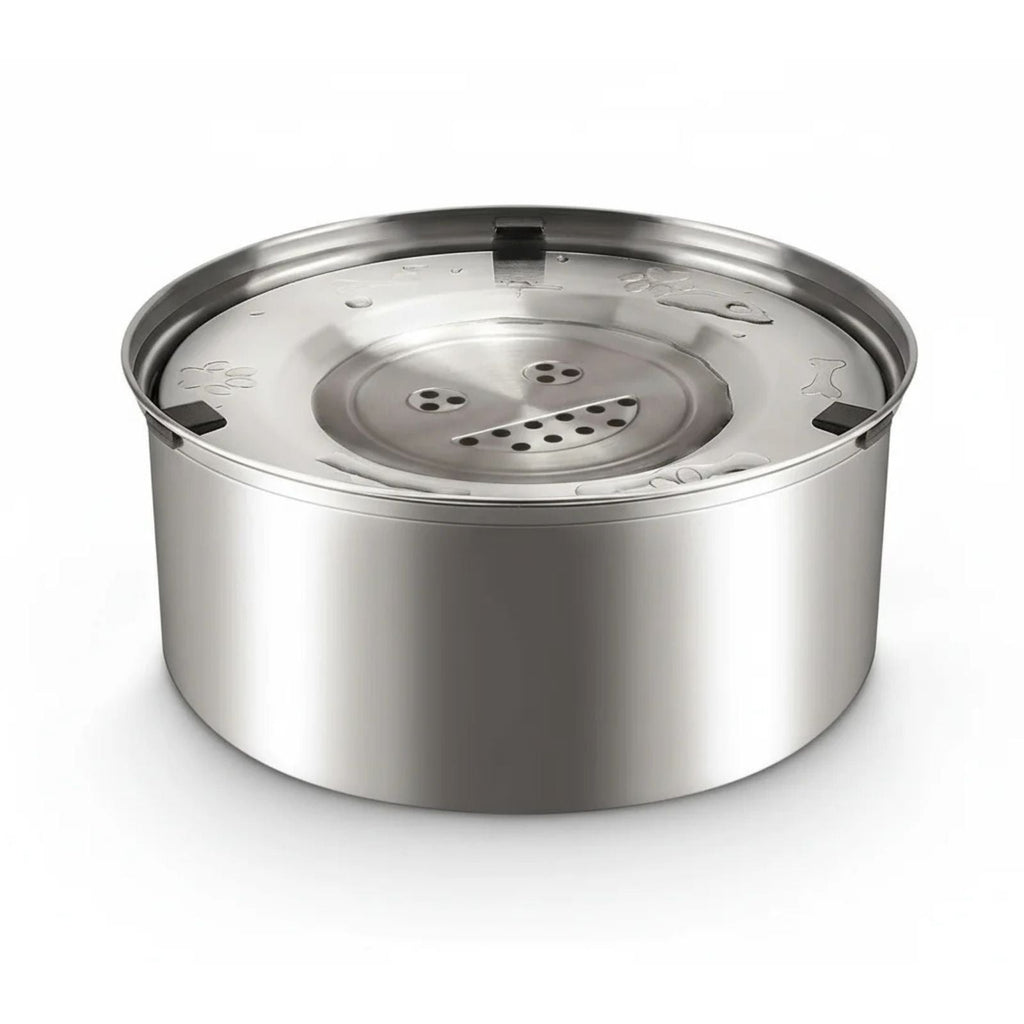 Dailypets Stainless Steel Slow Feed Pet Water Bowl with Splash Resistant Floating Disc