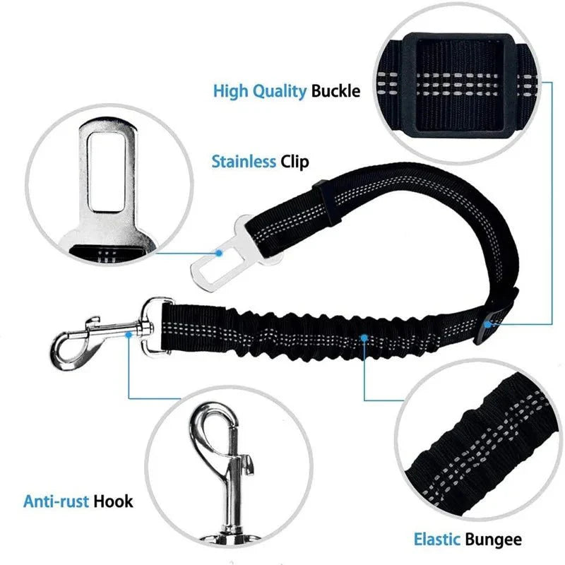 Dailypets Adjustable Dog Car Seat Belt with Reflective Nylon & Elastic Safety Design