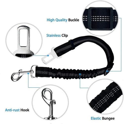 Dailypets Adjustable Dog Car Seat Belt with Reflective Nylon & Elastic Safety Design