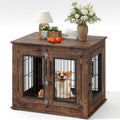 Dailypets 31-Inch Farmhouse Dog Crate End Table with Double Doors
