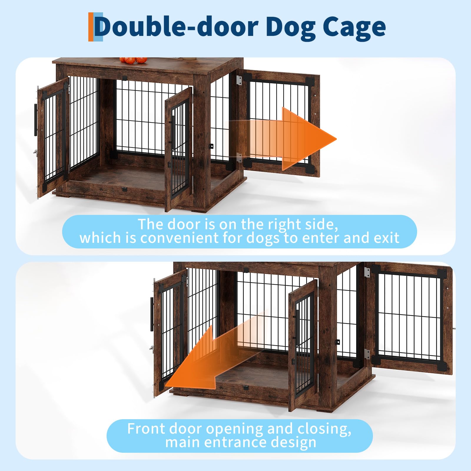 Dailypets 31-Inch Farmhouse Dog Crate End Table with Double Doors