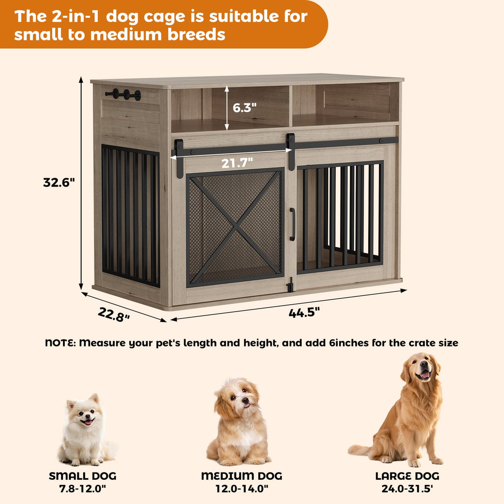 Dailypets 44.5-Inch Dog Crate Furniture with Hidden Storage Drawers
