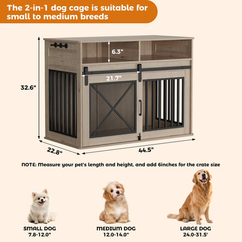 Dailypets 44.5-Inch Dog Crate Furniture with Hidden Storage Drawers