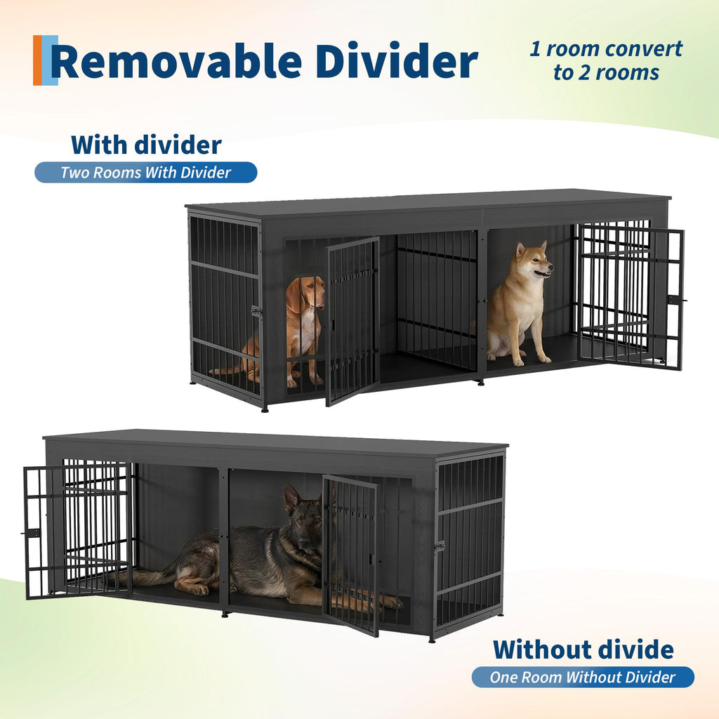 Dailypets 78.7-Inch Heavy Duty Dog Crate Furniture with Storage Shelf