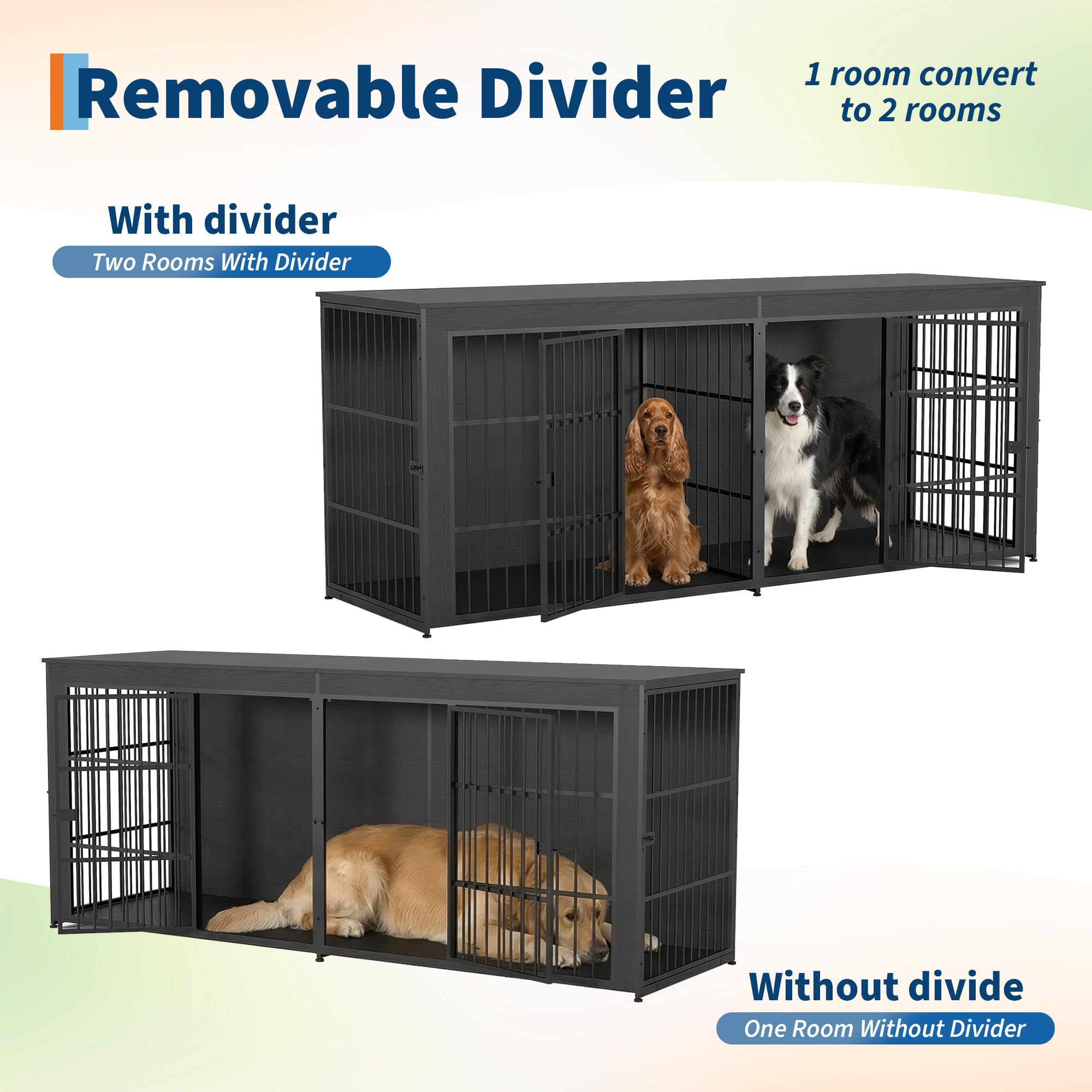 Dailypets 94.5-Inch Extra Large Dog Crate Furniture with Storage Shelf