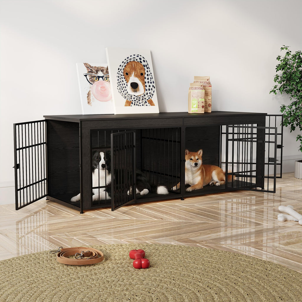 Dailypets 78.7-Inch Heavy Duty Dog Crate Furniture with Storage Shelf