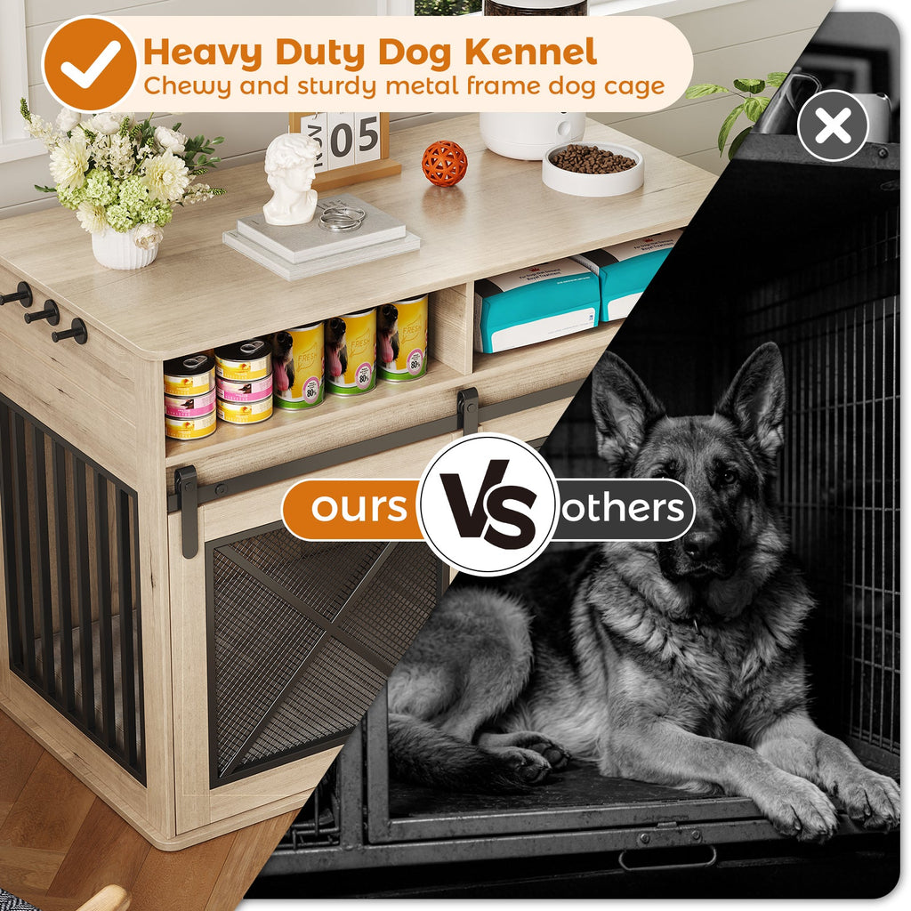 Dailypets 44.5-Inch Dog Crate Furniture with Hidden Storage Drawers