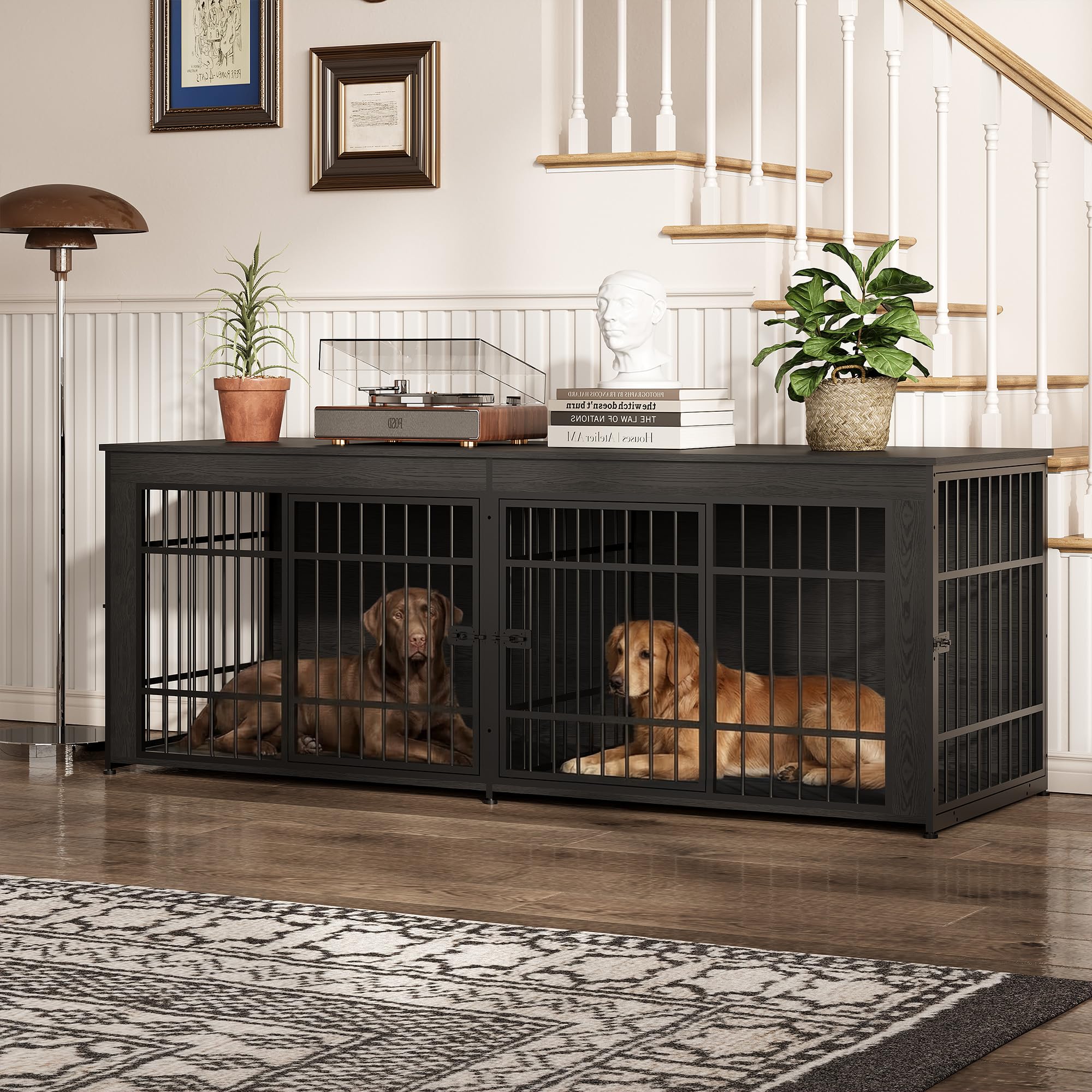 Dailypets 78.7-Inch Heavy Duty Dog Crate Furniture with Storage Shelf